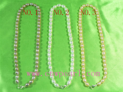 6-7mm natural rice freshwater pearl necklace
